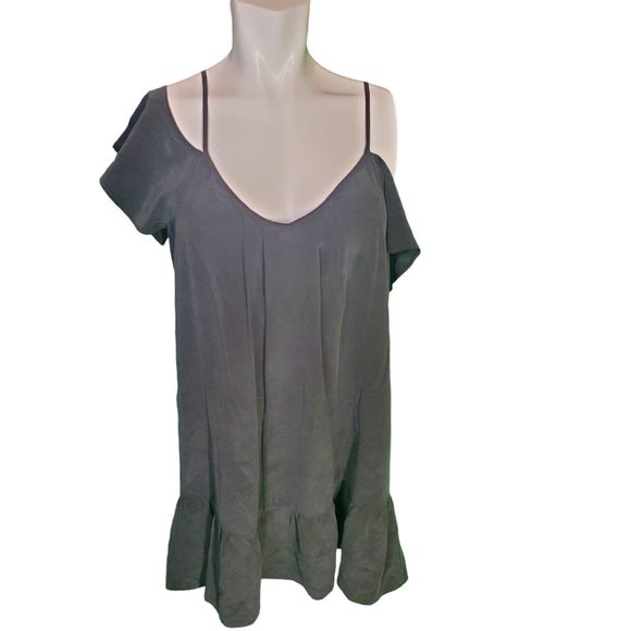 Joie Anthropologie Black Silk Mini Dress Ruffle Boho Dress Sz S - Picture 1 of 6